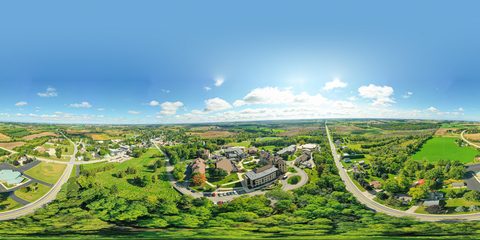Aerial 360 view of the St. Lawrence Seminary campus front entrance